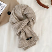 百搭韩版纯色羊毛围巾女2022新款冬季高级感保暖情侣围脖学生羊毛混纺摩卡ws