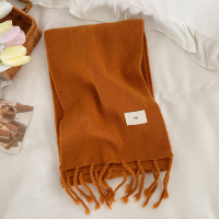 韩国东大门同款纯色针织毛线围巾秋冬加厚保暖学生围脖egg焦糖ws