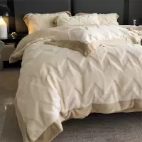 冬季兔毛绒床上四件套牛奶绒加绒被套加厚保暖珊瑚法兰绒床单