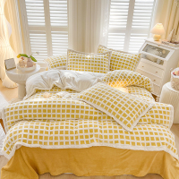 冬季加厚ins风床单被套四件套简约华芙绒单双人四件套