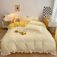 ins公主风牛奶绒床上四件套绒面花边冬款牛奶绒床单被套