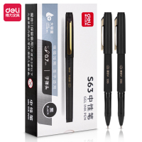 得力(deli) 0.7mm大容量中性笔 S63 办公签字笔水笔碳素笔 子弹头 12支/盒 黑色