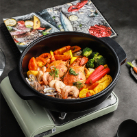 LXBF龙兴宝富炭鲜炒锅焖锅多功能电磁炉燃气灶通用不粘锅非砂锅健康生活竹炭锅