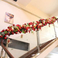 圣诞节装饰品藤条挂饰扶梯挂件 圣诞藤条喜庆红款 送灯