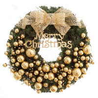 圣诞节装饰品花环装饰 圣诞花环金色60cm