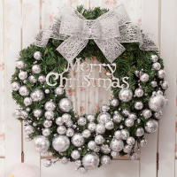 圣诞节装饰品花环装饰 圣诞花环银色30cm