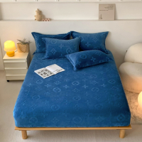 牛奶绒提花纯色床笠床垫保护套