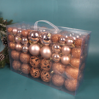 圣诞节装饰品吊球彩球pvc桶装 100只盒装球(玫瑰金)