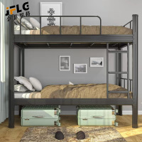 金菲罗格上下铺铁架床钢架双人床员工宿舍高低床 黑色200*90*180CM