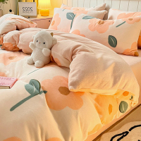 洁丽雅牛奶绒四件套冬季加绒珊瑚绒三件套床上用品法兰绒被套814