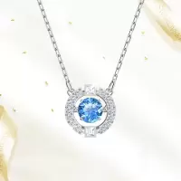 施华洛世奇(SWAROVSKI) 蓝色跳动的心项链 送恋人5279425