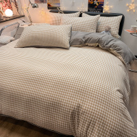 床上用品四件套格子春秋床单双人被罩被套网红款学生宿舍三件套夏