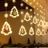 圣诞节窗帘灯发光小彩灯LED 圣诞树环+雪花USB