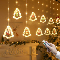 圣诞节窗帘灯发光小彩灯LED 圣诞树环电池款