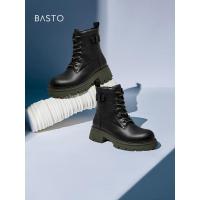 百思图(BASTO)时尚潮酷机车马丁靴女短靴TD052DD2