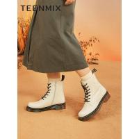 天美意(Teenmix)冬复古马丁靴英伦显瘦简约女短靴CR145DD2加绒
