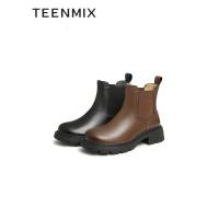 天美意(Teenmix)冬套脚纯色切尔西靴女靴BE821DD2