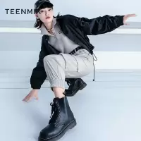 天美意(Teenmix)靴子女素人女鞋马丁靴女英伦风短靴女靴帅气潮酷厚底马丁靴女皮靴1MDX1DD1