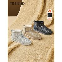 天美意(Teenmix)冬保暖毛绒潮酷雪地靴女短靴NXD03DD2