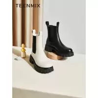天美意(Teenmix)冬复古切尔西厚底增高烟筒女中靴NQX06DZ2