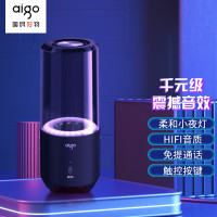 AIGO/爱国者蓝牙音箱 T01时尚蓝牙音响 全封闭透明音腔金属振膜柔和小夜灯 免提通话便携低音炮音箱 黑色