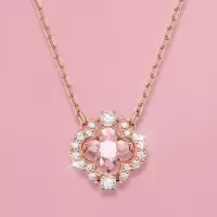 施华洛世奇(SWAROVSKI) 粉色跳动的心花朵项链锁骨链送女朋友礼物 送恋人5514488