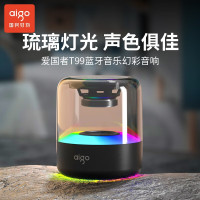 AIGO/爱国者 T99 无线蓝牙音响网红炫彩灯光家用迷你便携小音箱低音炮家庭聚会跑步K歌蹦迪氛围灯 蓝牙版 黑色