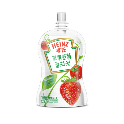 亨氏(Heinz)苹果草莓番茄泥78g 适用辅食添加初期以上 亨氏超金婴儿果泥无添加宝宝辅食果泥吸吸袋宝宝22年3月产