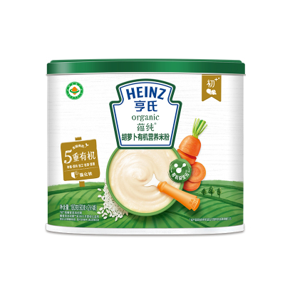 亨氏(Heinz)蕴纯胡萝卜有机米粉180g 适用辅食添加初期以上至36个月 宝宝辅食婴儿米粉米糊22年1月