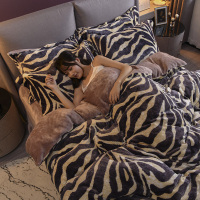 秋冬季牛奶绒珊瑚绒四件套法兰绒床上用品床单加绒被套宿舍三件套