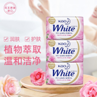 日本花王香皂white植物沐浴玫瑰护肤香皂 洁面皂沐浴皂肥皂130g*3