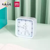 得力(deli)8851方形指针式闹钟 简约风格柔光夜灯 蓝色