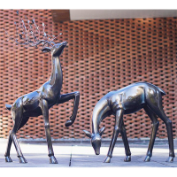 企采严选 定制户外大型梅花鹿玻璃钢动物雕塑(3个)