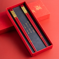 拾画 婚庆红筷子 不锈不发霉合金筷子 龙凤喜筷两双装 龙凤款SH-6306