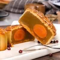 和驿原 双蛋黄白莲蓉 莲蓉蛋黄小月饼豆沙月饼糕点