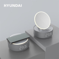 HYUNDAI YH-F166蓝牙音箱创意无线充化妆镜夜灯时计音箱 颜色随机