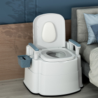 老人坐便器可移动马桶 可升降蹲厕用(轻奢全包围防滑) 灰色