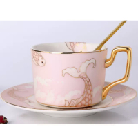 欧式咖啡杯子 鲤跃龙门粉鲤 1只