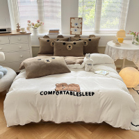 冬季毛巾绣牛奶绒床上四件套卡通加厚保暖床品床单珊瑚法兰绒被套