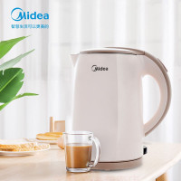 美的(Midea) 304不锈钢电热水壶 1.5L家用双层防烫烧水壶 浅粉色 H415E2J