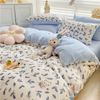 红蜻蜓新款高克重防静电牛奶绒印花四件套