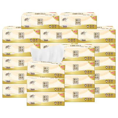 清风抽纸原木纯品 24包3层100抽 层卫生纸家用纸巾