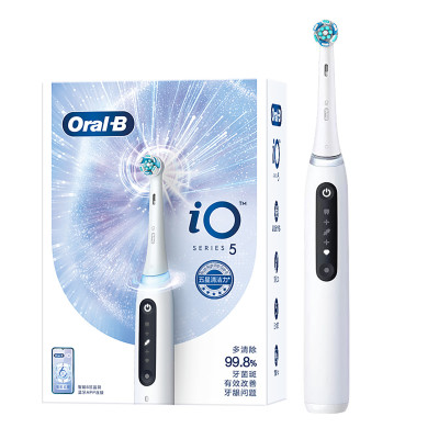 博朗Oral B 欧乐B iO5小圆头云感刷微震科技充电式 [智能清洁]极地白(刷头*2)
