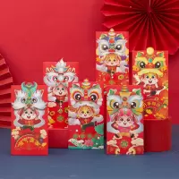 2023兔年醒狮红包12个千元红包春节生肖压岁钱新年烫金加厚卡通醒狮利是封