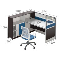 迅众 1550*1400*1090mm办公桌含椅 职员办公桌子办公室员工电脑办公桌椅组合简约现代财务办工桌