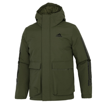 阿迪达斯 (adidas)秋季新款外套男运动服保暖棉服棉衣军绿色夹克 GT1691