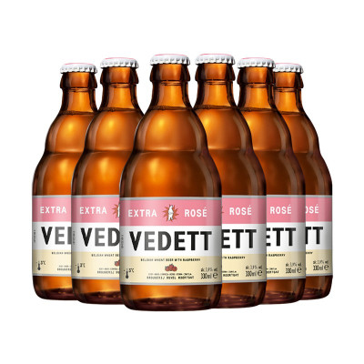 白熊啤酒(VEDETT) 白熊玫瑰红果啤 330ml*6瓶 比利时进口果味啤酒