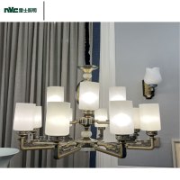 雷士照明含LED光源中国风磨砂灯罩 水晶灯 客厅灯 9W/12个-复吊灯