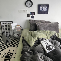 伊心爱冬季加厚牛奶绒四件套保暖加绒珊瑚绒被套床单双面绒被罩法兰绒保暖被子三件套