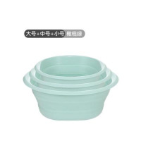 嘉创优品 便携式可折叠洗脸盆旅行压缩盆 大中小各一个 橄榄绿